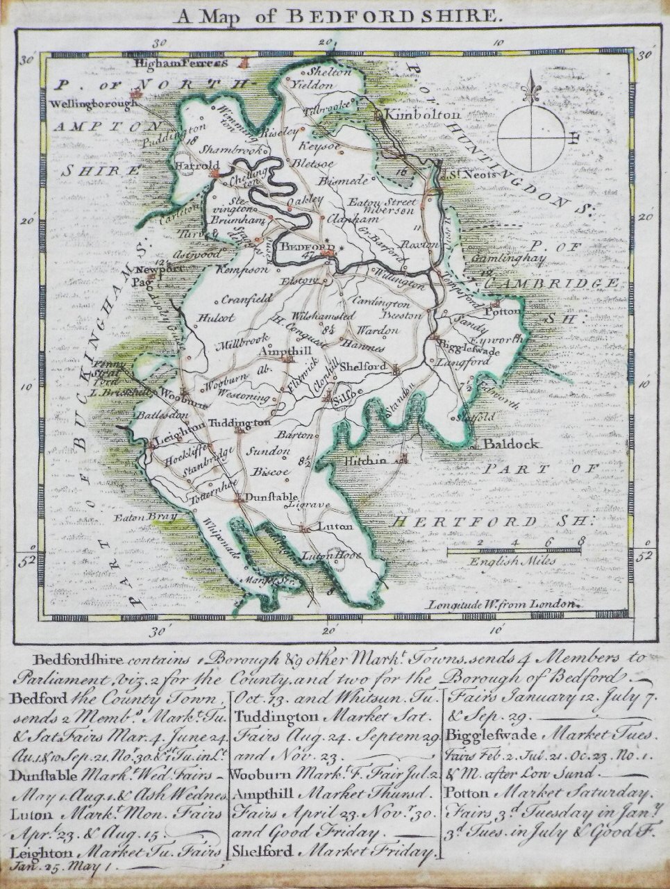 Map of Bedfordshire - Kitchin & Jefferys